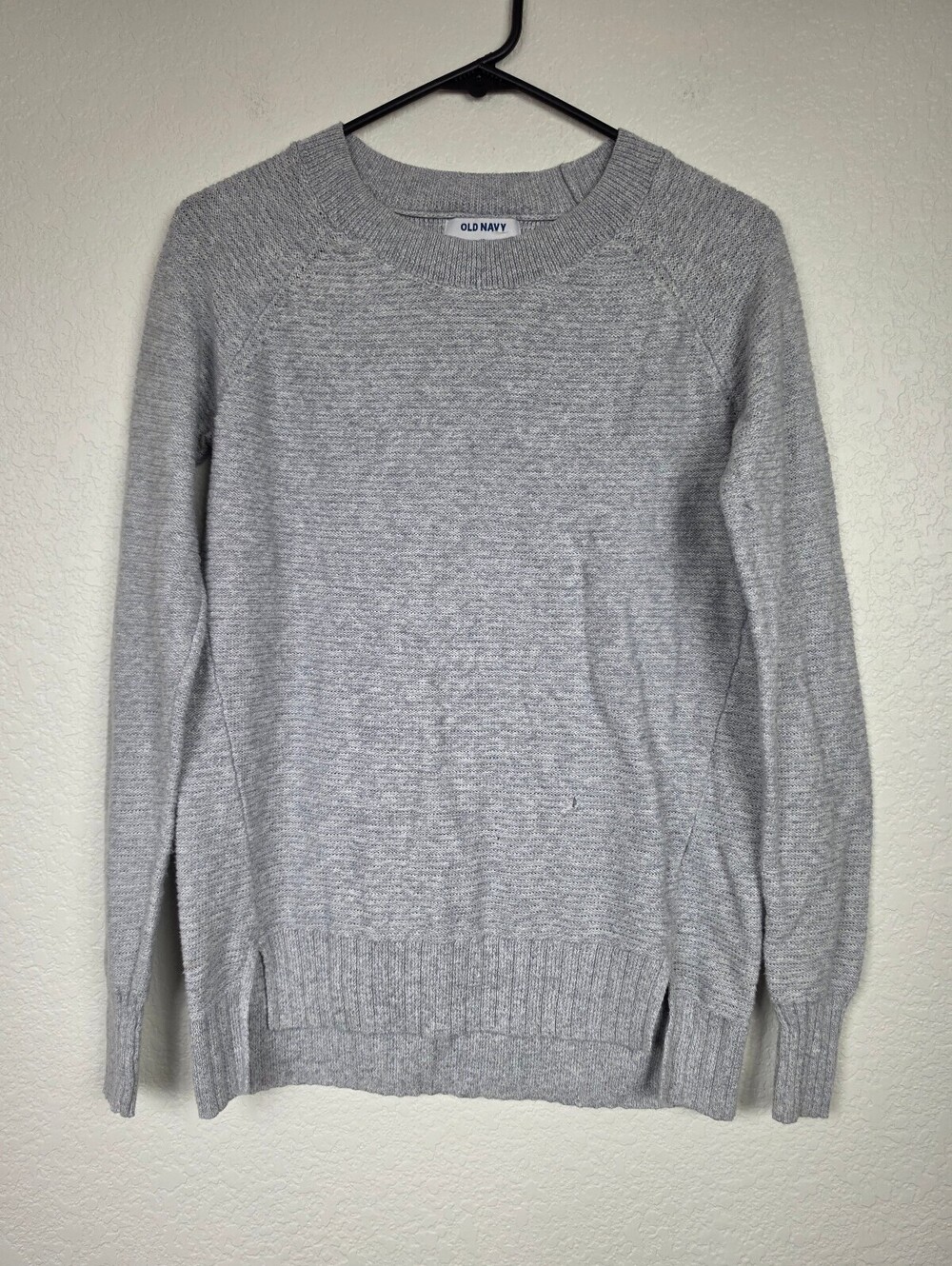 Old Navy Gray Knit Sweater XS Tall Cotton Acrylic Polyester